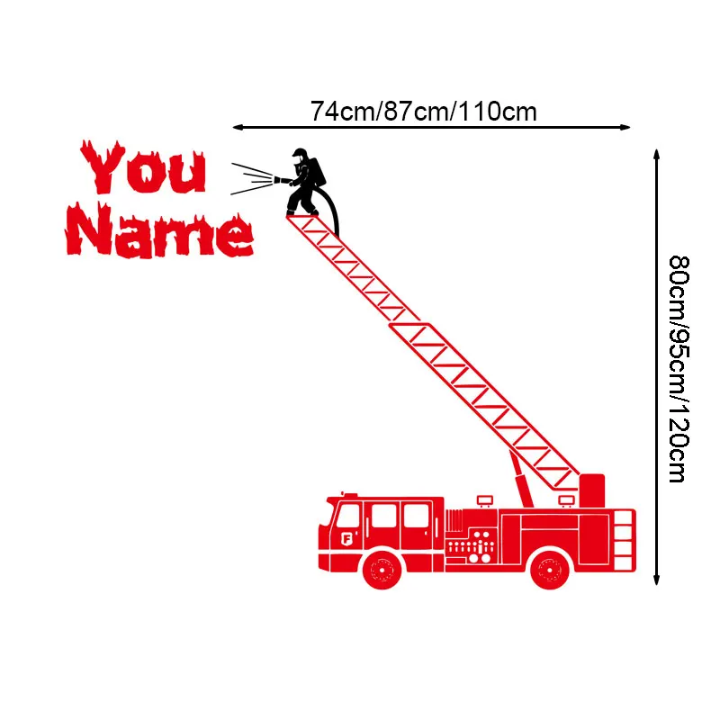 Виниловая наклейка на стену пожарной машины поворотный стол лестница домашний