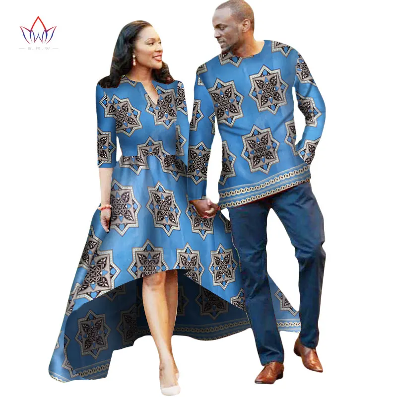 Африканская пара одежды для влюбленных платье Vestidos Мужская рубашка традиционные платья Африканский принт Дашики размера плюс 4xl BRW WYQ05