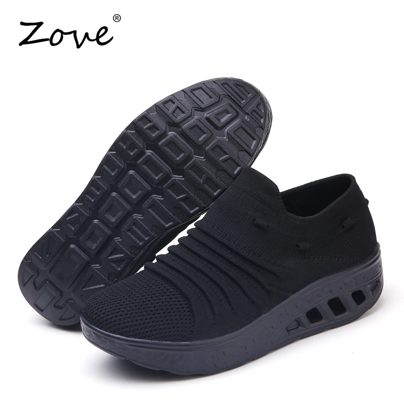 Женские кроссовки на плоской подошве ZOVE слипоны платформе дышащие сетчатые