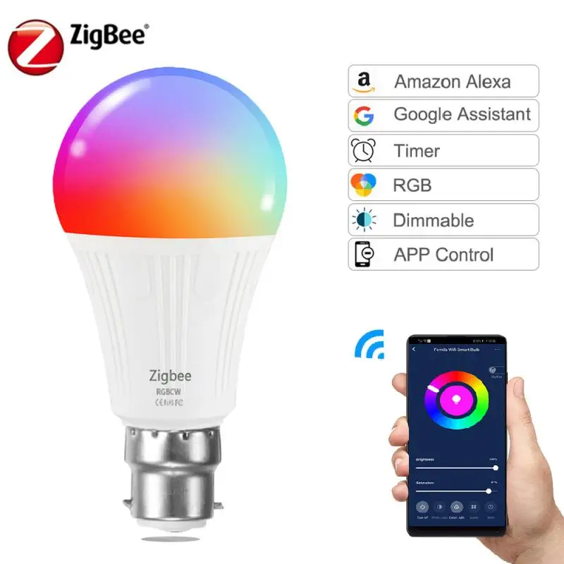 

Tuya Zigbee 3.0 7w LED Bulb Smart Home RGB Light Lamp Voice Control For Tuya Smart Life Smartthings For Alexa Google Home