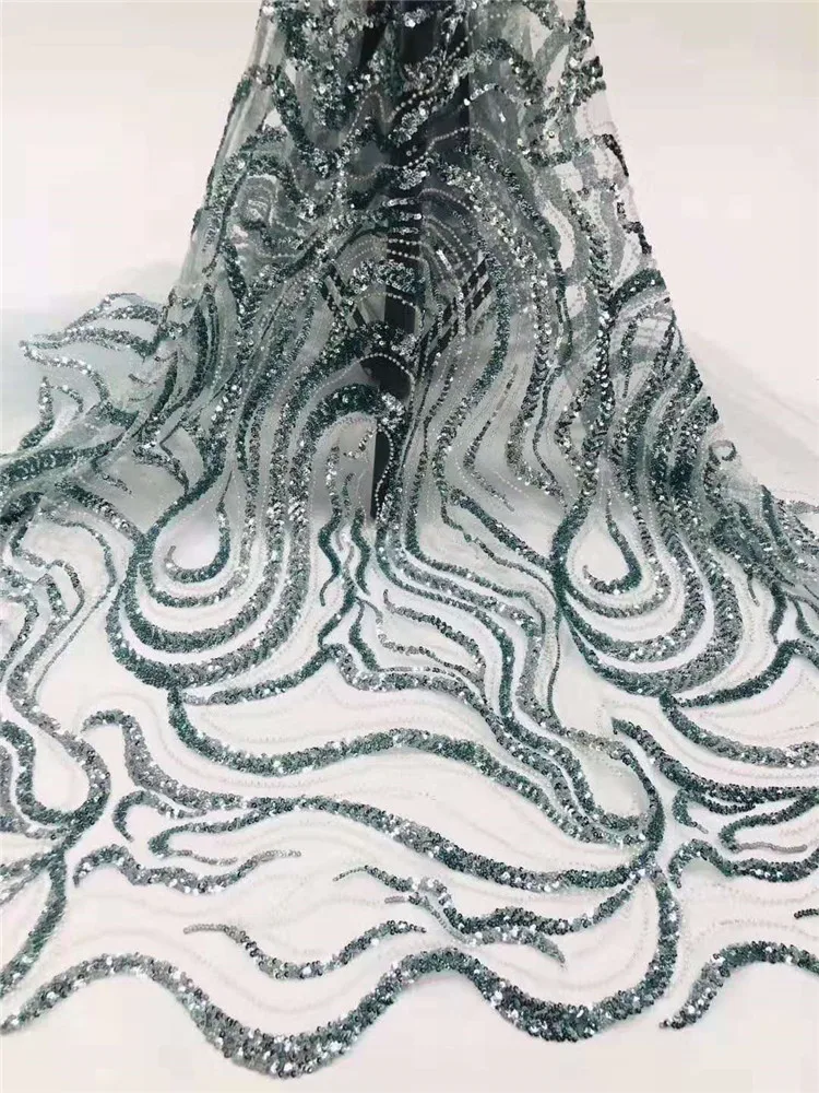 Высокое качество бусинки блестки вышитое Африканское кружево французское