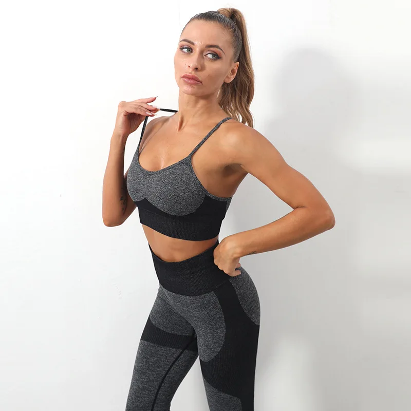 

VOMOO Workout Sets for Women 2 Piece High Waist Short Sleeve Tops, Yoga Leggings with Sports Bra Gym Clothes Set