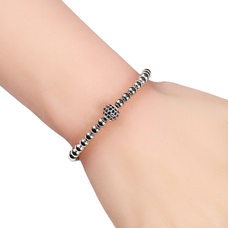 Модный браслет с бусинами шариками фианитами для женщин и мужчин очаровательные