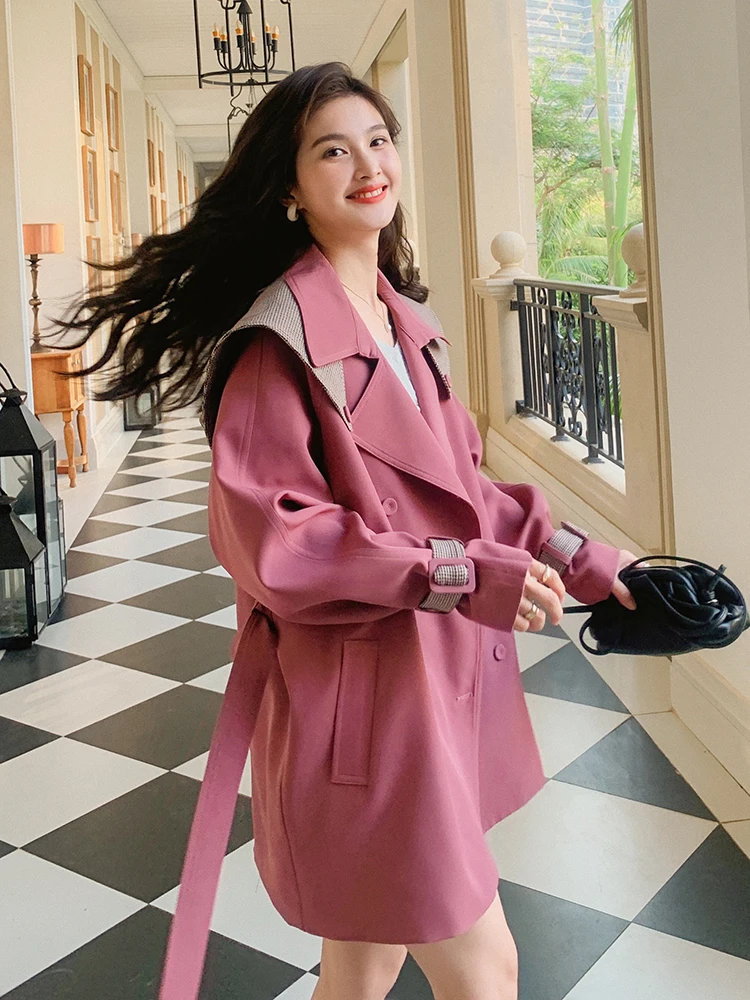 Ветровка женская средней длины в британском стиле Новинка весна осень 2021