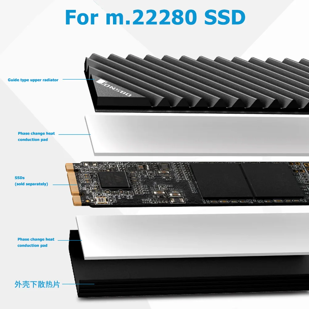 Jonsbo M.2 2280 SSD жесткий диск из алюминиевого сплава теплоотвод плавник с тепловой