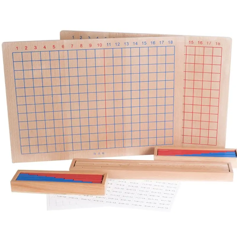 Деревянные Монтессори сложения вычитания доска панель Образовательные Дети