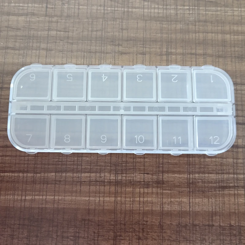 Прозрачный пластиковый ящик для хранения с 12 сетками мелких компонентов