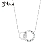 gn pearl necklace jewelry women double circle rings s925 sterling sliver birthday party zircon round simple gift girls choker