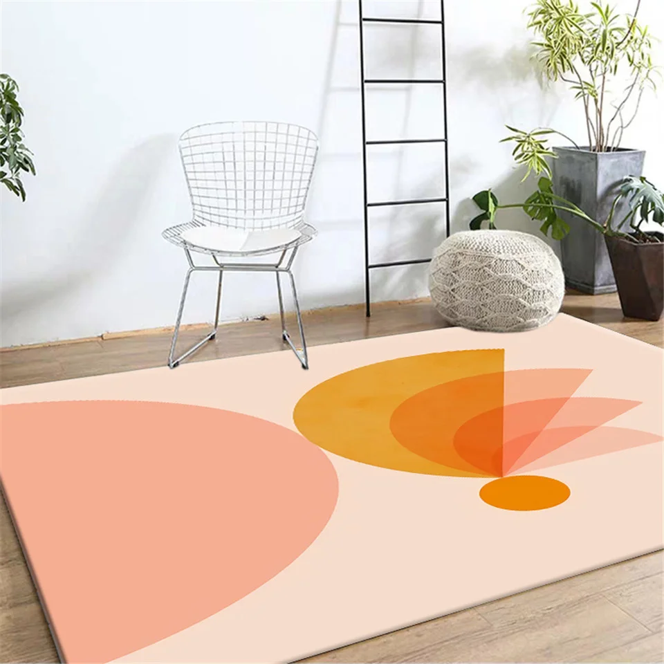 

Cute princess style girl room rug nordic pink geometric rug for living room bedroom bedside coffee table decoration rug