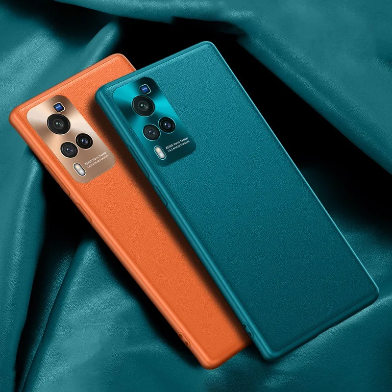 Роскошный кожаный чехол для Vivo X50 X60 Pro Plus металлический защитный силиконовый