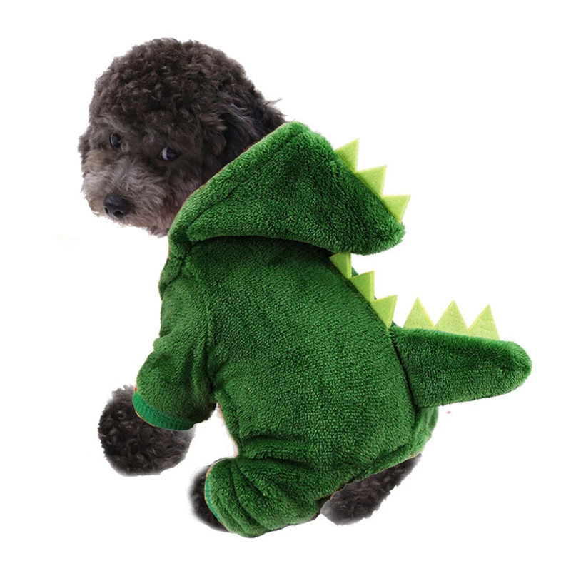 

Pet Dog Clothes, Small and Medium-Sized Dogs with Velvet Dinosaur Pet Clothes, Thick Warm Four-Leg Dog Clothes Cat Clothes TLS