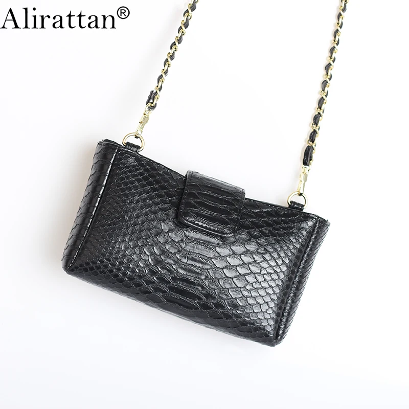 Alirattan, новая модная цепочка-змейка, сумки, высокое качество, женская сумка, кожа питона, сумка через плечо, кошелек, дорожная сумка