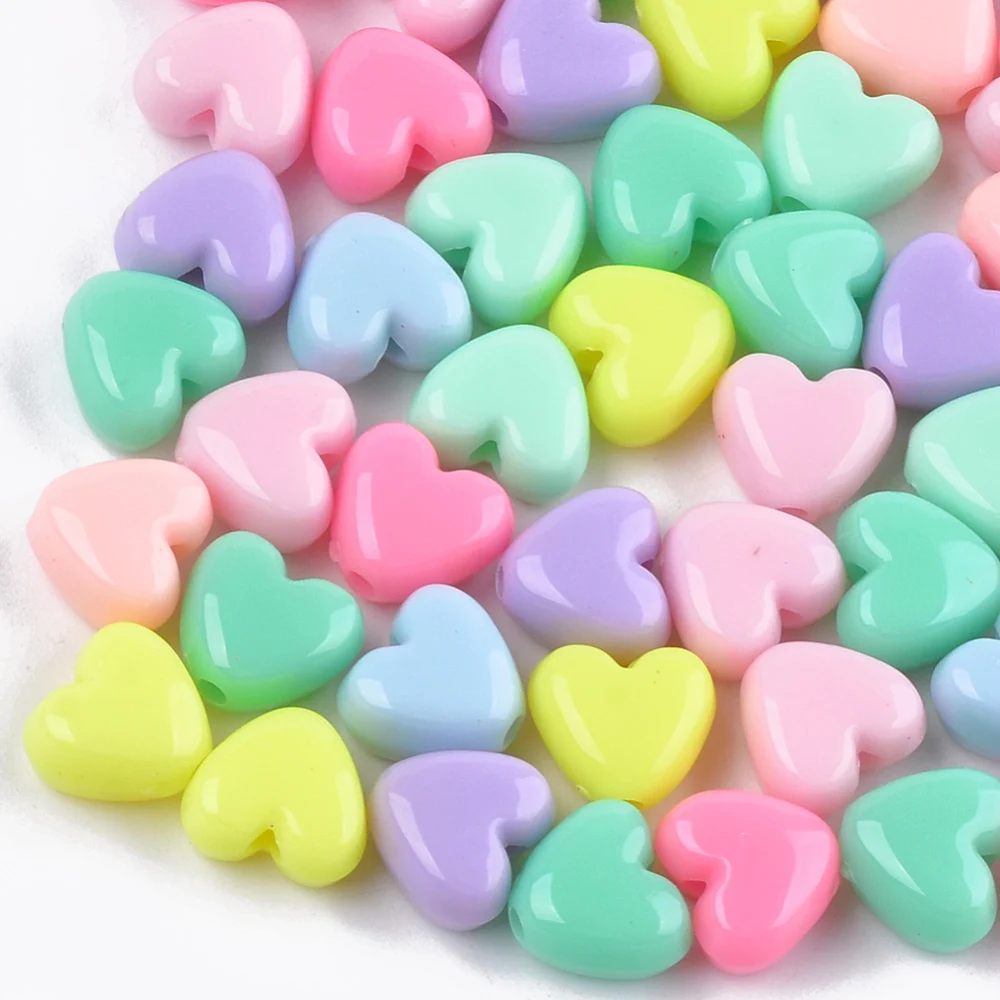 

about 1250pcs/500g Opaque Acrylic Heart Beads for Earring Bracelet Necklace Kids Jwelry DIY Making Accessories Mixed Color