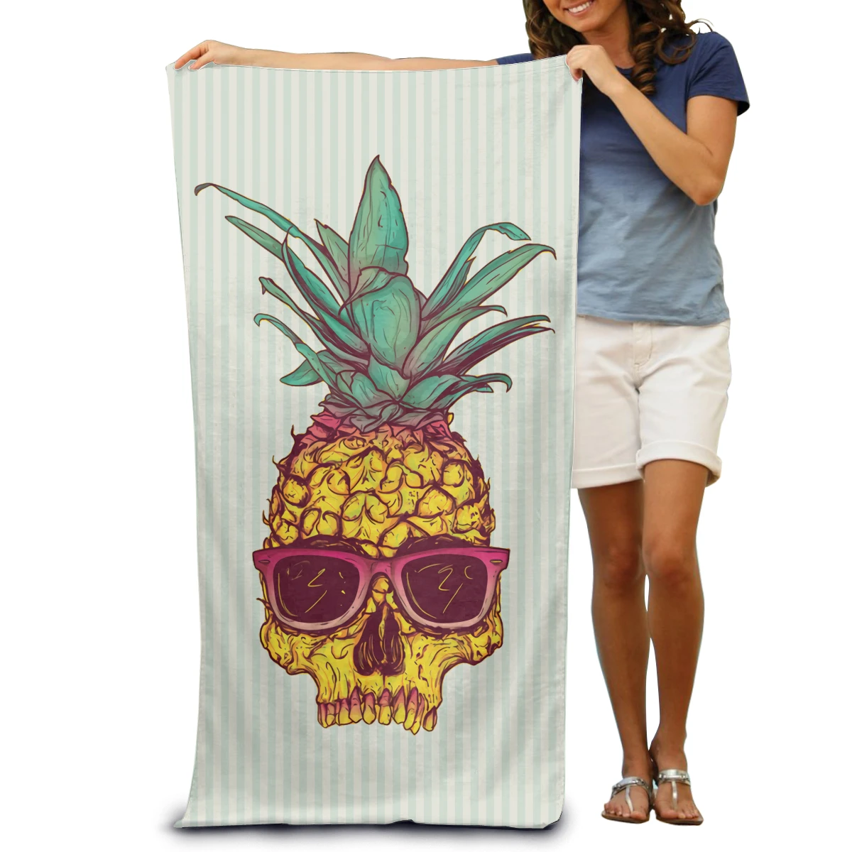 

Pineapple Skull Highly Cotton Bath Face Absorbent Premium Quality Lightweight Superfine Fiber Adult Beach Towels