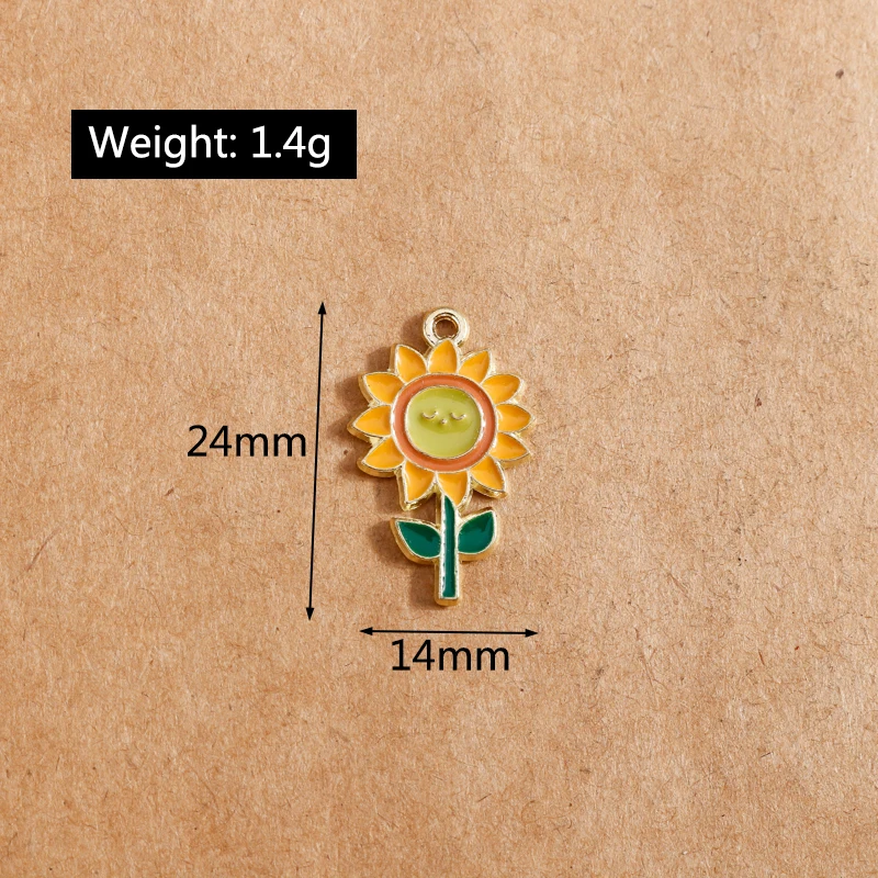 

10pcs/lot 14*24mm Enamel Sun Flower Charms Pendants for Jewelry Making Bracelet Necklace Charms DIY Accessories
