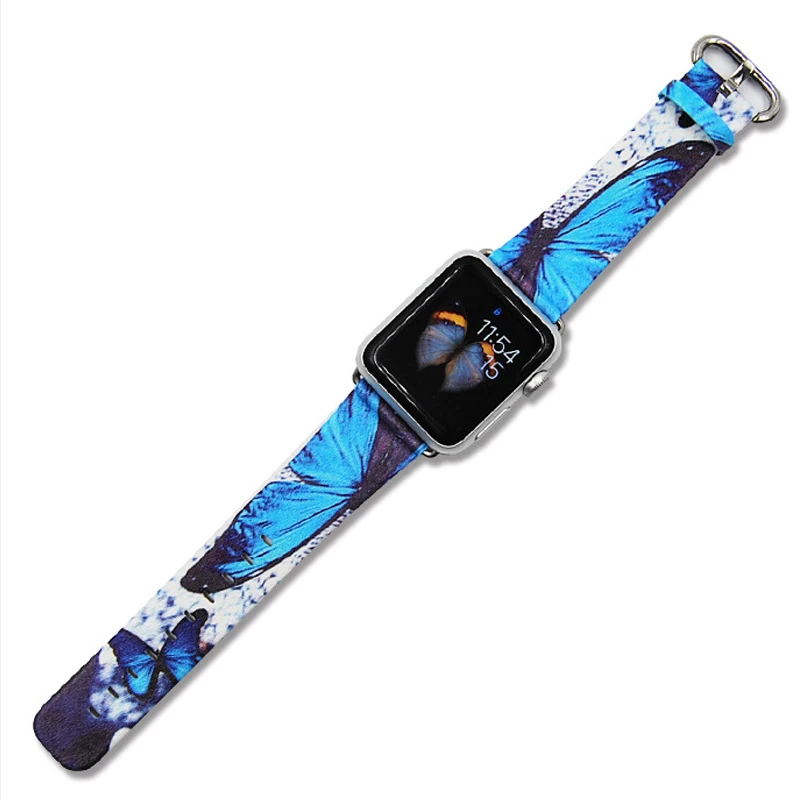 Кожаный ремешок с бабочкой для Apple Watch Band 42 мм 38 мм 4 44 мм ремешки для браслет для iwatch для Apple Watch Series 5 4 3 2 1 ремешок