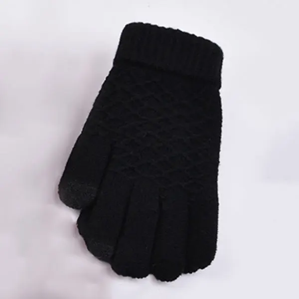 

Fashion Winter Warm Vogue Solid Knitted Full Finger Gloves Mittens For Smart Phone Touches Screen BHD2