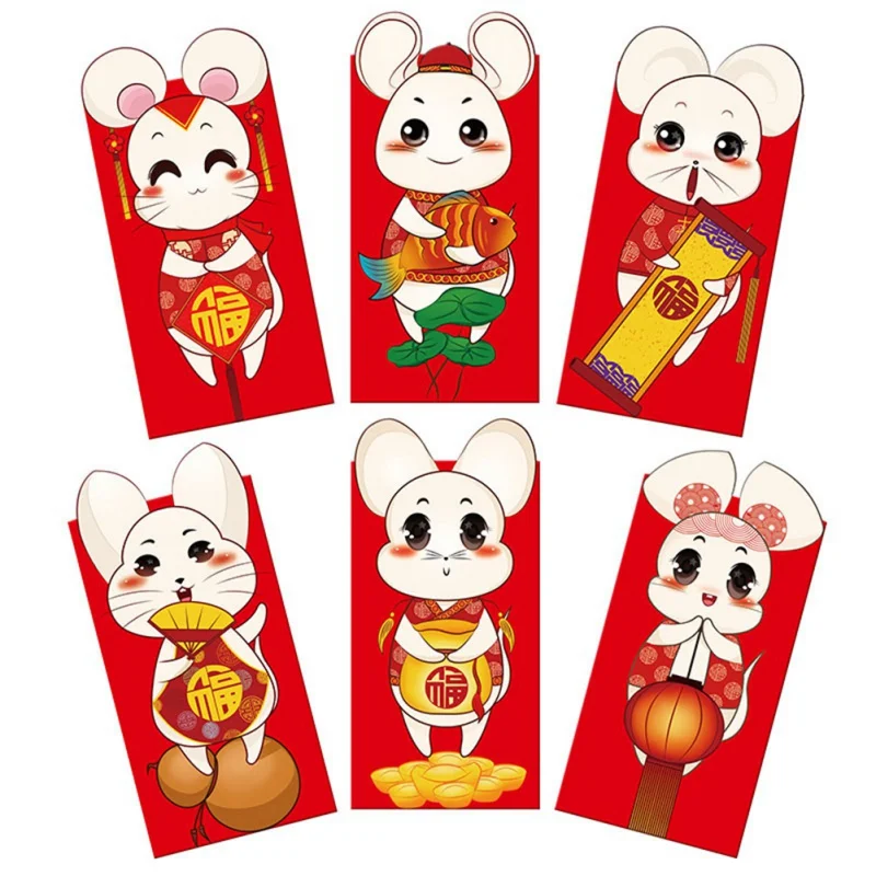 Новый год мультфильм красный конверты удачи пакет Китайский Весенний фестиваль