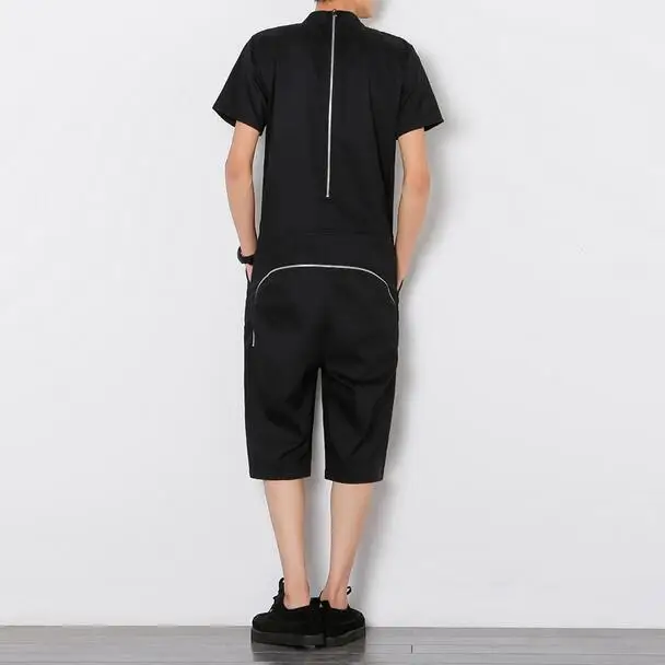 Комбинезон Мужская одежда смешная молния сзади стилист волос комбинезон хип хоп