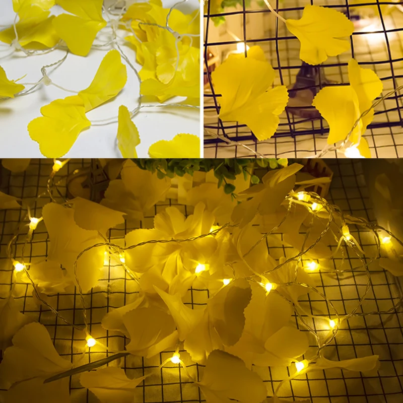 3M 20LED 6 м 40LED Ginkgo Biloba сказочные гирлянды на батарейках водонепроницаемые рождественские гирлянды для украшения свадьбы