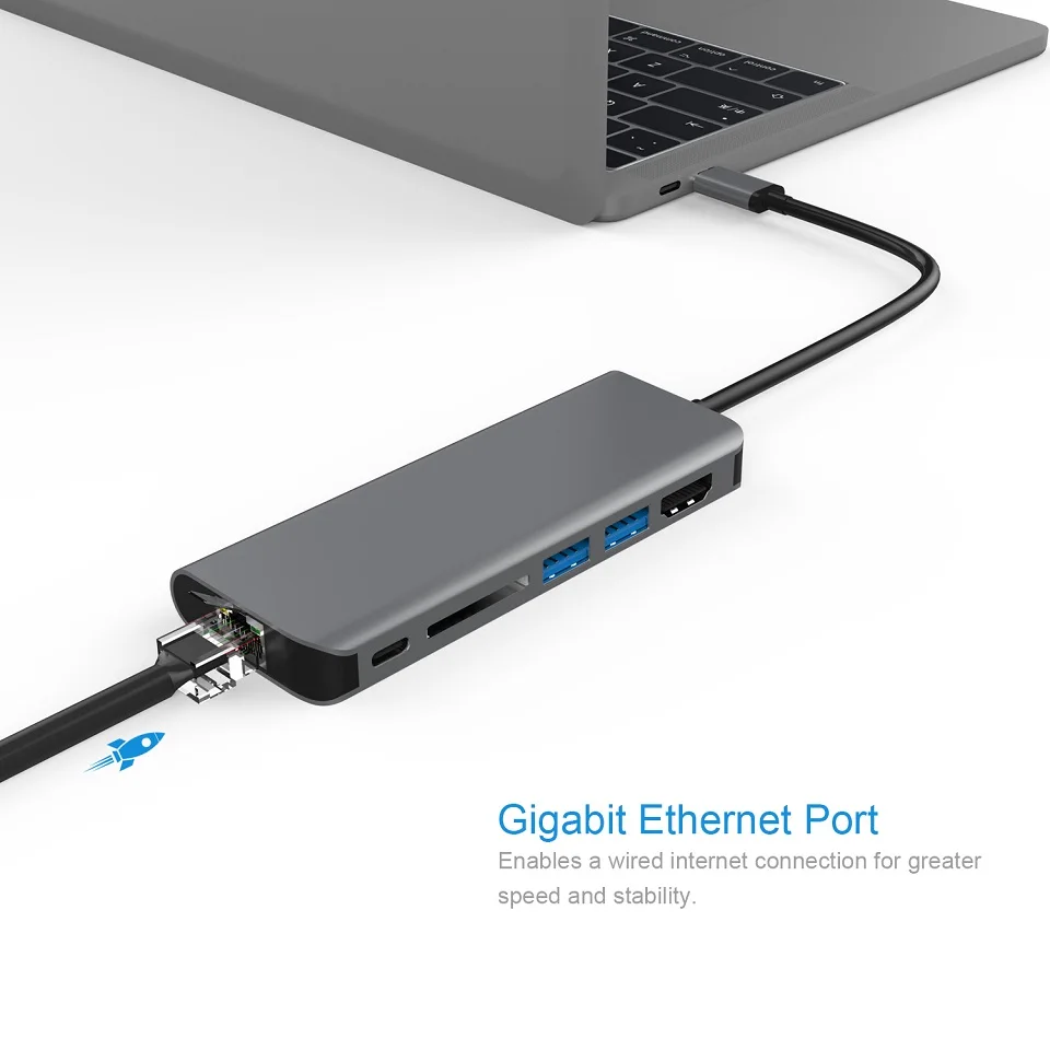 Jckel 6 в 1 USB 3 0 концентратор Тип C HDMI/USB 0/RJ45/SD/TF/Type адаптер конвертер для Macbook Pro Google