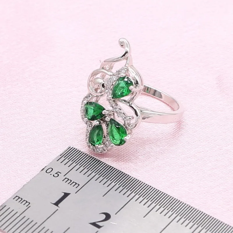 Серебряные Ювелирные наборы для женщин свадебный подарок Благородный зеленый