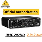 BEHRINGER UM2  UMC202HD  UMC404HD аудио интерфейс микрофон усилитель для наушников Запись Звуковая карта
