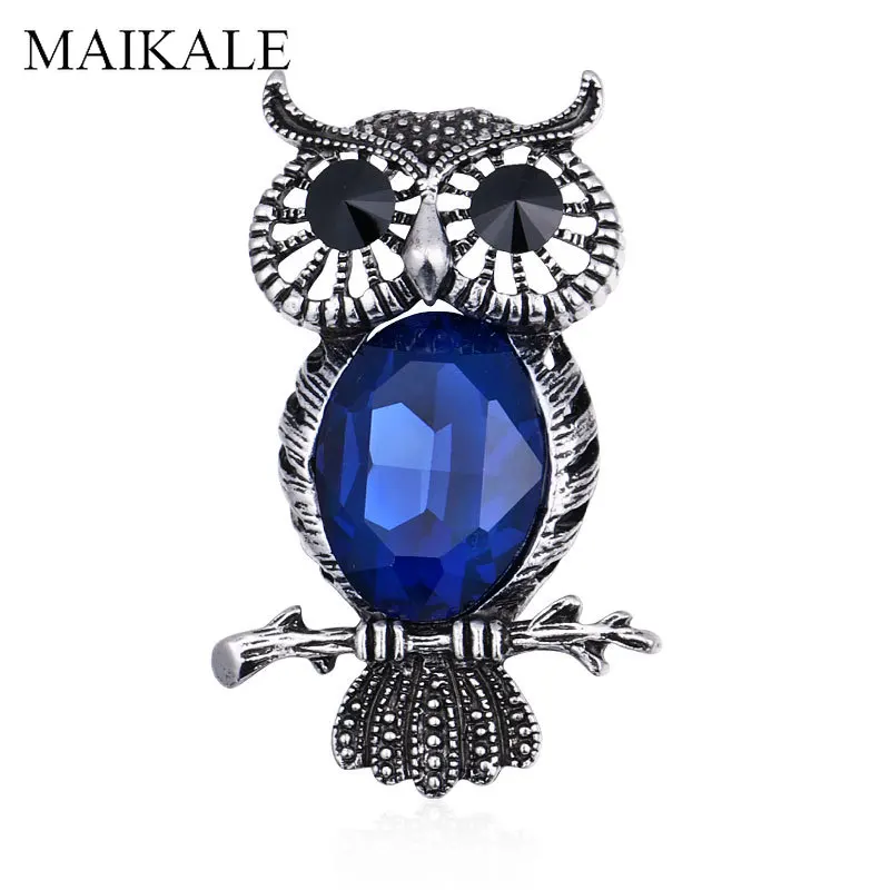 MAIKALE, Винтажная брошь в виде совы, булавки, хрустальные броши с птицами для женщин, детская одежда, шаль-рубашка, аксессуары для сумки, брошь в виде совы, очаровательные подарки