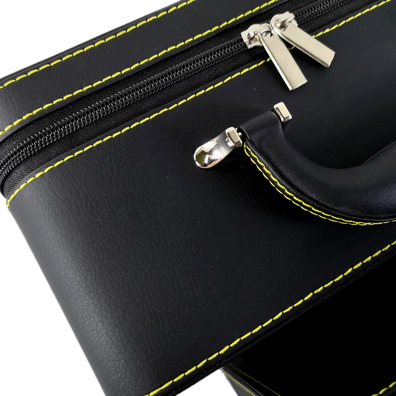 

Earrings necklace ring travel jewelry handbag cosmetic bag organizer containersPU leather 2 layer storage box black zipper box