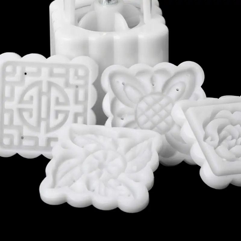 

4pcs/set Flower Shaped Mooncake Mold 50g Cake Mold Hand Pressure Fondant Moon Cake Decorating Tools Cookie Cutter Baking Tool