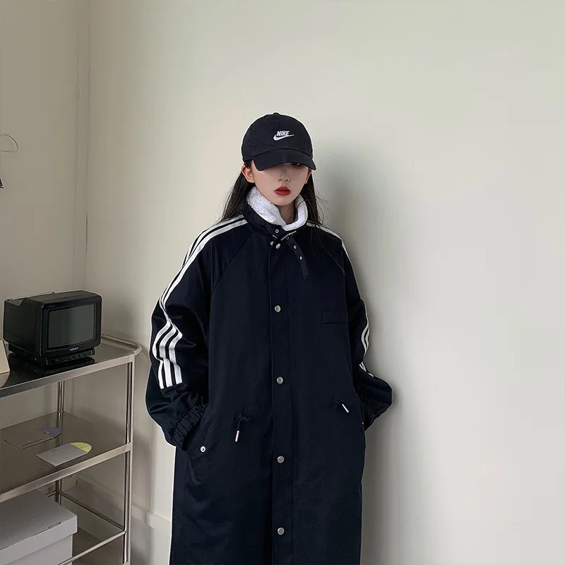 

cotton-padded jacket oversize female long han edition loose cotton cotton-padded clothes keep warm winter leisure coat