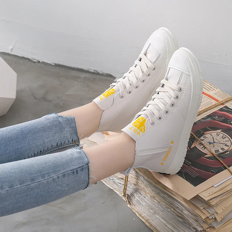 Fujin/Новинка весны 2020 года Парусиновая обувь Женская маленькая белая с круглым