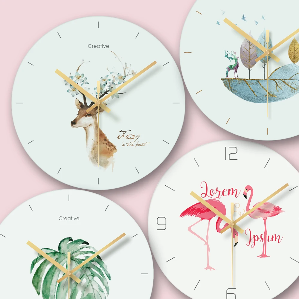 Wall Clock Nordic Household Mute Living Room Bedroom Minimalist Modern Decorative Wall Watch 14 Inch Quartz Round Clocks