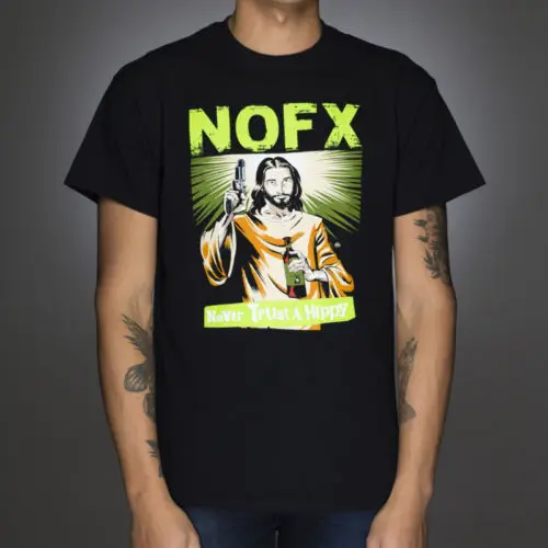 Футболка NOFX Never Trust A Hippy мужская повседневная футболка в стиле панк рок подарок