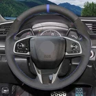 Чехол рулевого колеса автомобиля черного цвета из натуральной кожи и замши, для Honda Civic 10 2016-2021 таможенный приходной ордер CR-V 2017-2021 четкость 2016