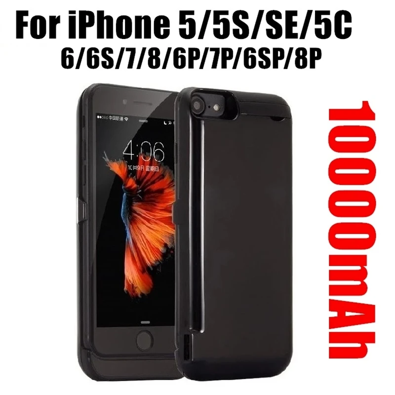 10000 мАч батарея зарядное устройство чехол для iPhone 7 Plus/6/6s/8 Plus телефона 5 SE 5S 5C Power Bank