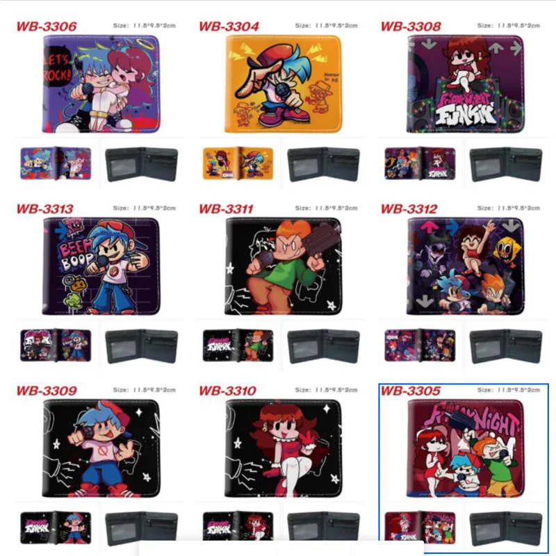 

2021 Game Friday Night Funkin FNF 3D Printed Wallet Short Purse for Student Coin Pocket Credit Card Holder Boys Figure Toys