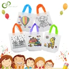 10 шт. ручные холщовые сумки DIY для детей ручная работа белые граффити материал разные рисунки игрушки для рисования подарок ZXH