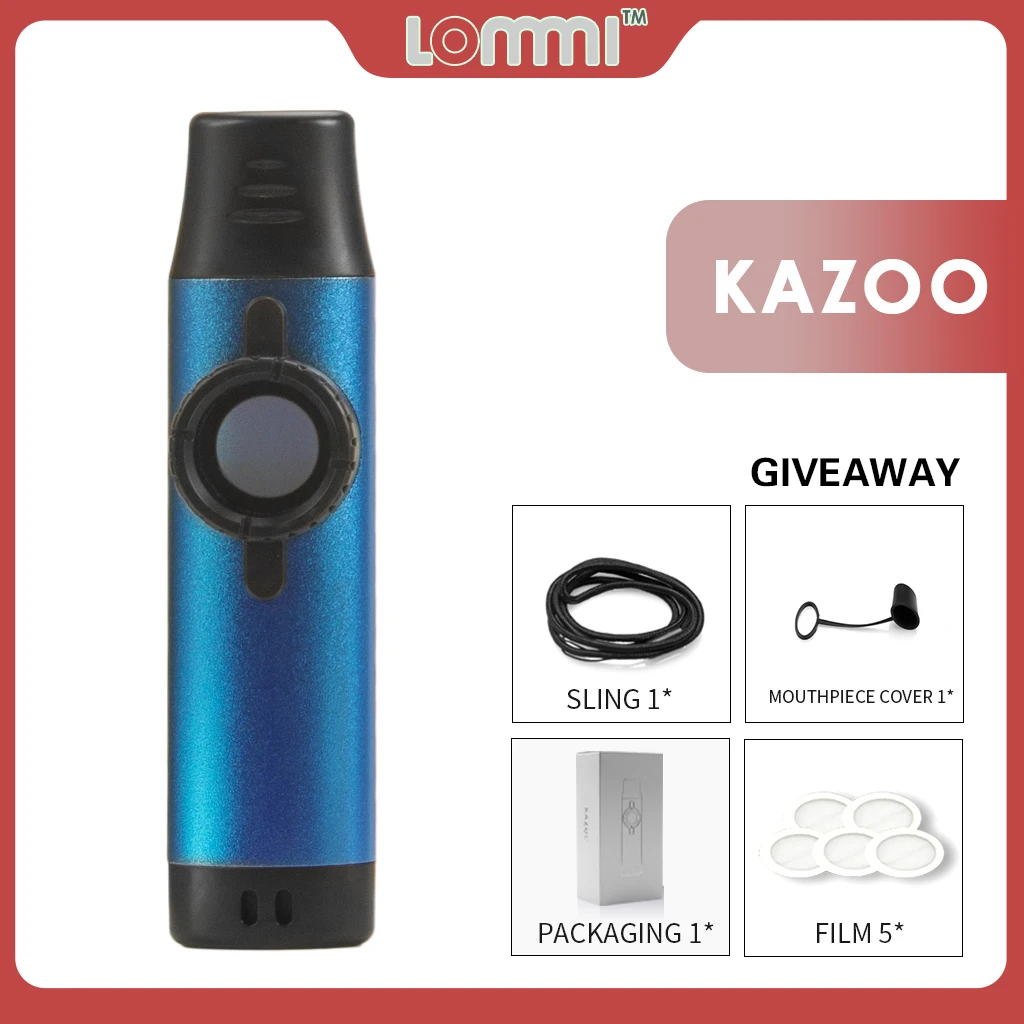 

LOMMI Blue Kazoo With 5 Kazoo Flute Diaphragms Metal Kazoo Kids Musical Instruments Colorful Kazoo For Guitar