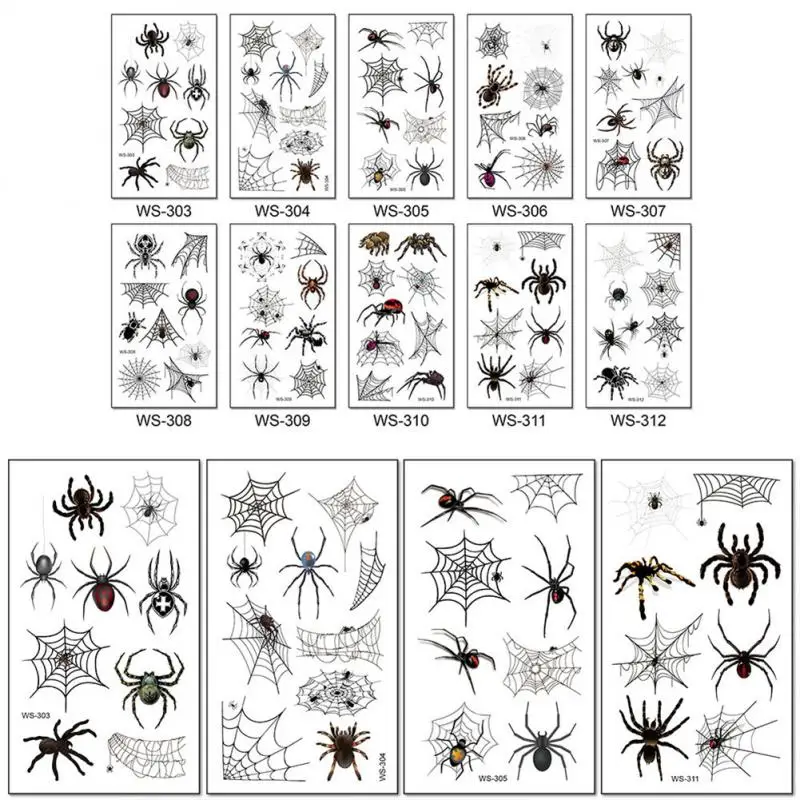3D Паук черная Татуировка Временная Наклейка на тело водостойкая временная
