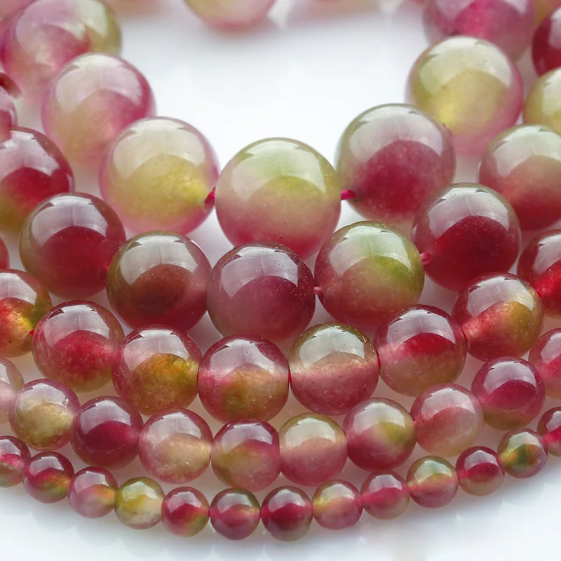 

15"(38cm) Strand Round Natural Watermelon Quartz Stone Rocks 4mm 6mm 8mm 10mm 12mm Gemstone Beads for Bracelet Jewelry Making