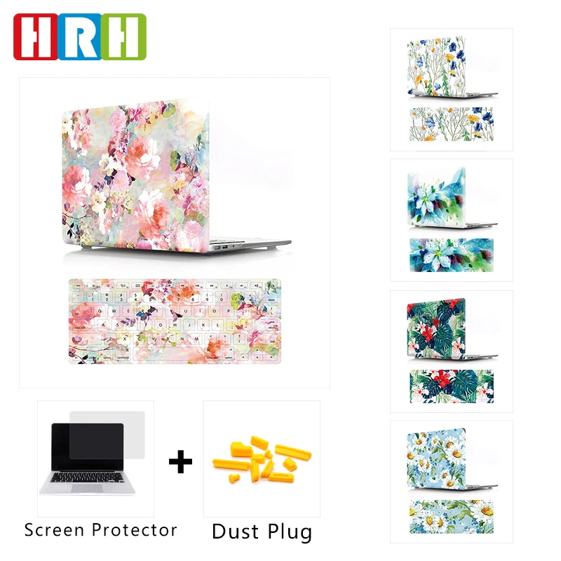 Чехол HRH для ноутбука защитный чехол с цветами жесткий силиконовый клавиатуры Mac