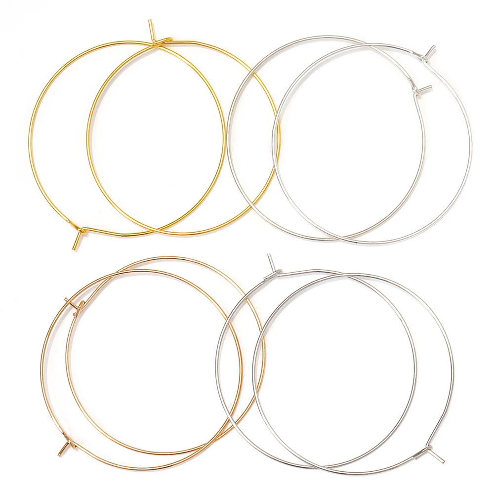 

20Pcs/lot Earrings Hoops 20/25/30/35mm Big Circle Earwire Hoops Earring Clasp Hook for DIY Jewelry Making Accessories Supplies
