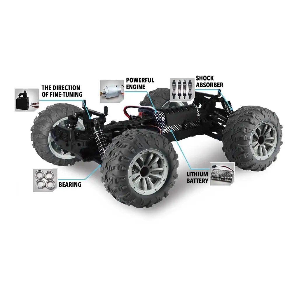 

Remote Control Car Rechargeable DIY 4WD 1/16 Racing Car Truck Off-road Vehicle Electric Toy with 45KM/H Speed 20+Min Play