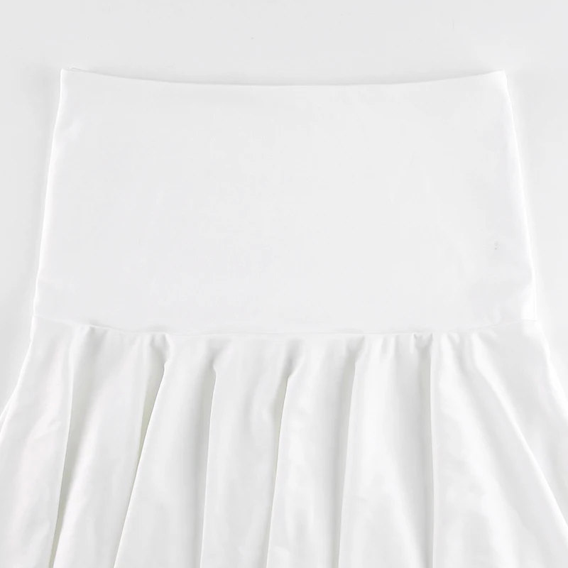 

Gothic Lace Patchwork Hem Mini Skirts White Pleated High Waist A-Line Women Skirt Summer Fashion Streetwear Outfits