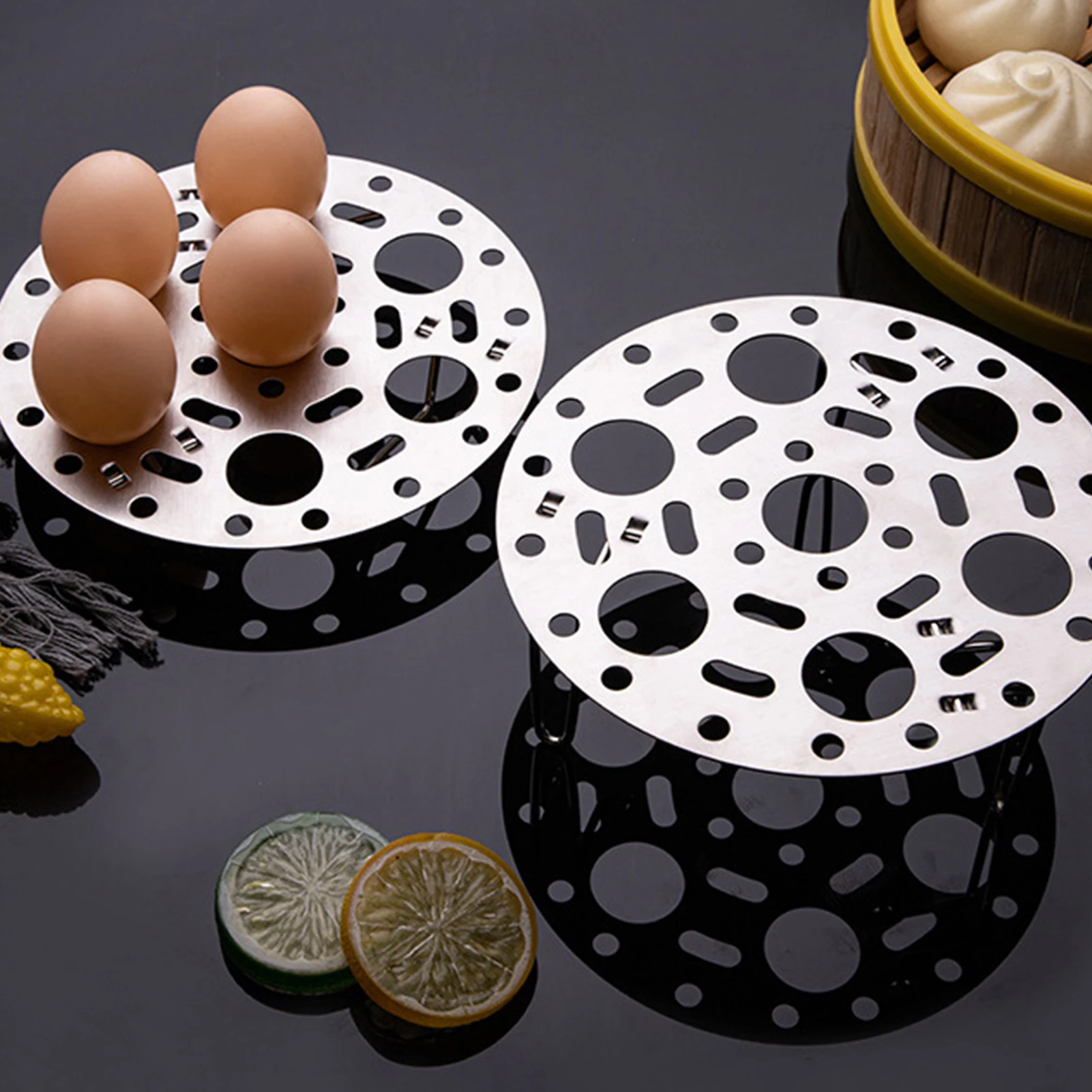 

Stainless Steel Egg Steamer Rack for Pot Small Steamer Kitchen Multi-purpose Cooking Steamed Fish Compartment Water Folding Rack