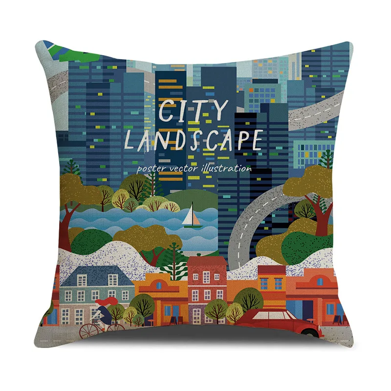 Pastoral Style Pillowcases Cushion Cover Digital Printing Car Sofa Mattress Northern European-Style Simple Cute Pillowcase | Дом и сад