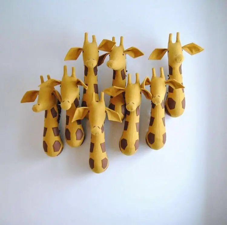 Giraffe Зебра/Слон/Жираф 3D голова животного настенное крепление детей мягкие игрушки детская комната стены украшение дома аксессуары подарки на день рождения - Цвет: Giraffe