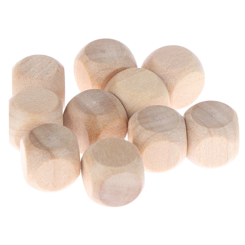 

10 шт., деревянные игральные кости, развлекательная игра, игральные кости, пустые лица для самостоятельной Печати, гравировка, новинка, детск...