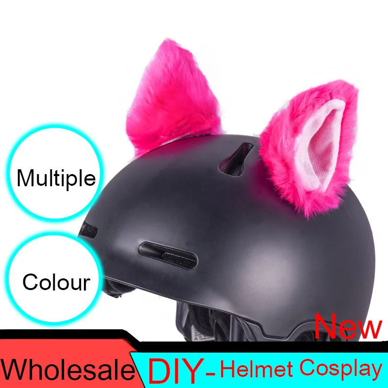 

2Pcs/Set Motorcycle Helmet Deco Cute Plush Cat Ears Motocross Full Face Off Road Helmet Accessories Stickers Cosplay Car Styling